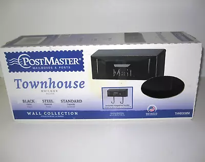 Post Master Townhouse Mailbox Black Steel Standard Wall Mount W/  Magazine Hook  • $17.54