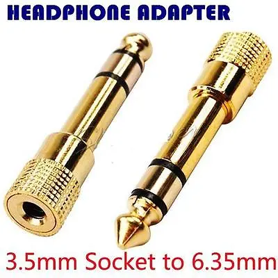 £2.19 • Buy Headphone Adapter GOLD PLATED 3.5mm Socket To 6.35mm Jack Plug Audio Convertor