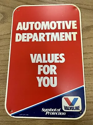 Vintage Valvoline Motor Oil Automotive Department Gas Station Old 2 Sided Sign • $69.99