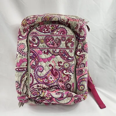 Vera Bradley Large Laptop Backpack Bag School Very Berry Pink Paisley Bookbag • $23.99