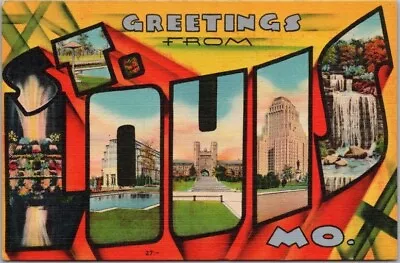 Vintage 1950s ST. LOUIS Missouri Large Letter Postcard Metro Linen / Unused • $4.69