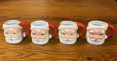 Vintage 4 Ceramic Santa Face Mini Mugs Christmas Kitsch Retro MCM Japan • $49.99