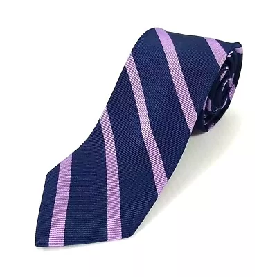 J Crew Luxury Narrow Tie Blue Lavender Purple Striped Silk Necktie 58 X 2.25 • $14.97