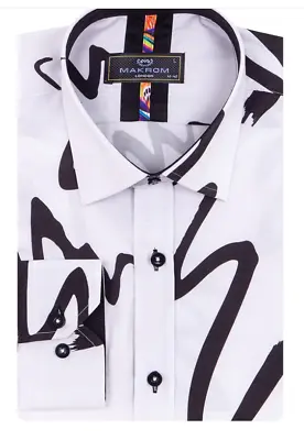 MAKROM White Squiggly Line Print Shirt 3XL • £27.74