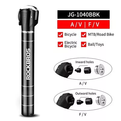 ROCKBROS Bicycle Pump Portable Mini One-way Presta&Schrader Dual Bike Pump Black • $15.99