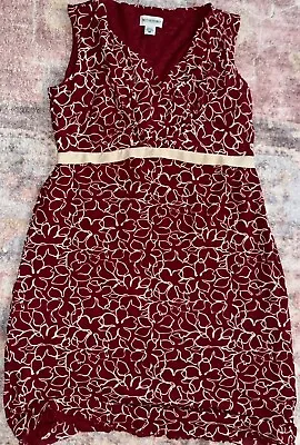 MOTHERHOOD MATERNITY Size L Red Floral No Sleeve Mid Length Sheer Dress Comfy • $19.99