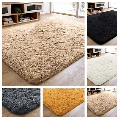 £7.99 • Buy Fluffy Rugs Large Shaggy Rug Bedroom Living Room Anti Slip Soft Carpet Floor Mat