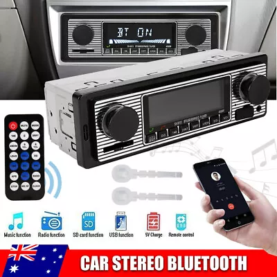 Car Stereo Radio Bluetooth Vintage Single Din Head Unit MP3 Player AUX/FM/USB AU • $22.45