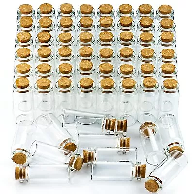 60 Pieces 10ml Cork Stopper Glass Bottles Diy Mini Glass Jars Tiny Clear Vials W • $20.38