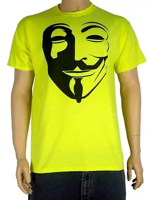 $16.22 • Buy Anonymous Mask Neon T-Shirt - Guy Fawkes V For Vendetta Disobey Hacker Obey