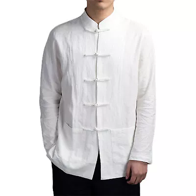 Traditional Kung Fu Shirt Long Sleeve Chinese Style Men's Mandarin Collar • $18.08