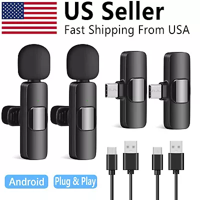 1/2 Pcs Lavalier Microphone Wireless Audio Video Recording Mini Mic For Android • $9.41