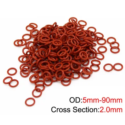 £1.54 • Buy Red Silicone Rubber O Rings Metric Food Grade 2.0mm Cross Section 5mm-90mm OD