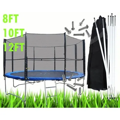 BodyRip Replacement Trampoline Surround Set Safety Net & Poles Set 8 10 12 14FT • £144.95