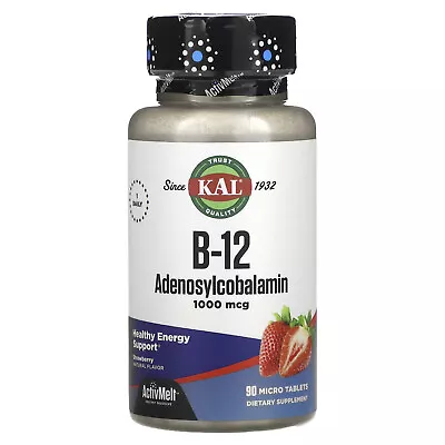 KAL B-12 Adenosylcobalamin Strawberry 1000 Mcg 90 Micro Tablets Vegetarian • $15.49