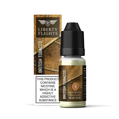 Liberty Flights E Liquid British Tobacco 3mg XO Vape Juice 10ml 50/50 UK Made • £3.99