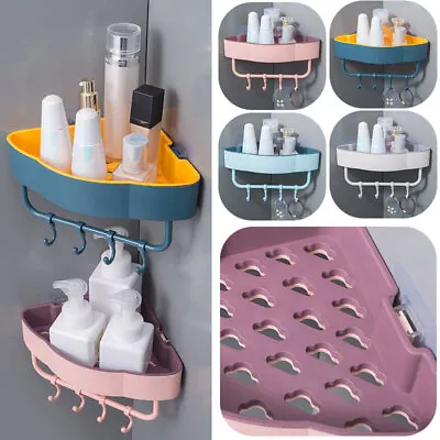 £6.53 • Buy Wall Storage Basket Bathroom Corner Shower Suction Shelf Tidy Kitchen Stand Rack