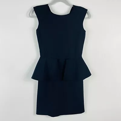 Zara Size Small Raw Edge Peplum Mini Dress Black Career Event Stretch • $25.49