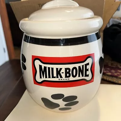 Vintage Milkbone Ceramic Dog Biscuit Container 8.5  X 6.5  X 6.5  • $24.99