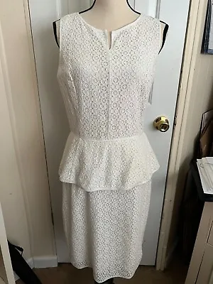 Max Studio Ivory Lace Peplum Dress Size 10 • $19.99