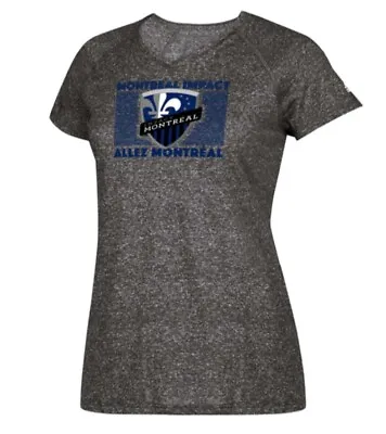 Adidas Montreal Impact Women's Blue Logo Performance V-Neck T-Shirt GRAY New L • $20