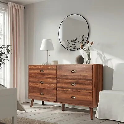 $139.99 • Buy Wood Dresser For Bedroom With 6 Drawers, Mid Century Modern Chests Of Drawer