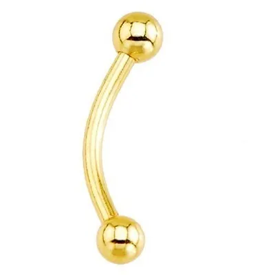 (2 Pieces) 14G (1.6MM) Plain Curved Barbell 14k Gold Plated Over Surgical Steel • $4.99