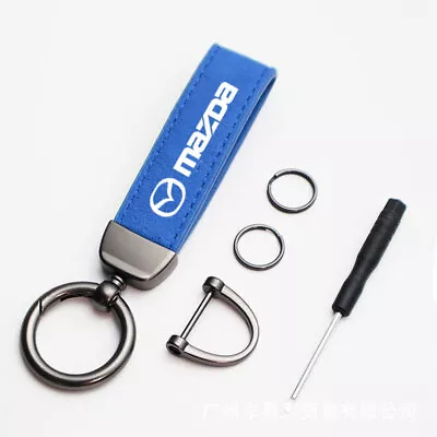 Suede Blue Mazda Key Chain Ring Keyfob For 3 6 9 CX-5 CX-7 RX-7 RX-8 MX-5 Miata • $13.19