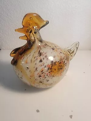 Vintage MURANO GLASS Chicken Rooster Millefiori LARGE Art Glass Paperweight • $31.99