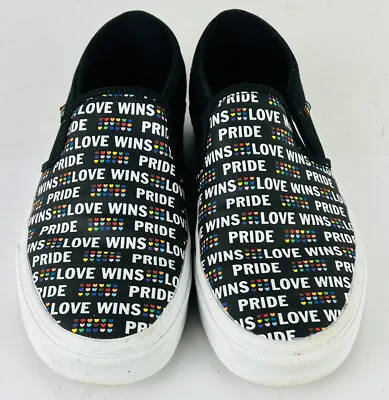 Vans Asher Pride  Love Wins  Womens 7.5 Slip-On Shoes Glitter Diversity • $25.49
