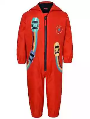 £9.95 • Buy Boys Puddlesuit GEORGE Red Rainbow Cars All In One Rainsuit Splash Suit Hooded