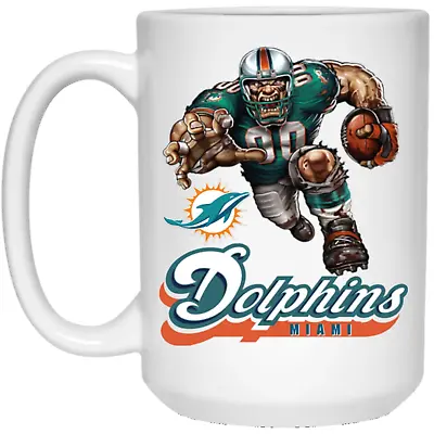 Miami Dolphins Logo Player Mascot White 15 Oz Ceramic Coffee Mug Cup • $18.99