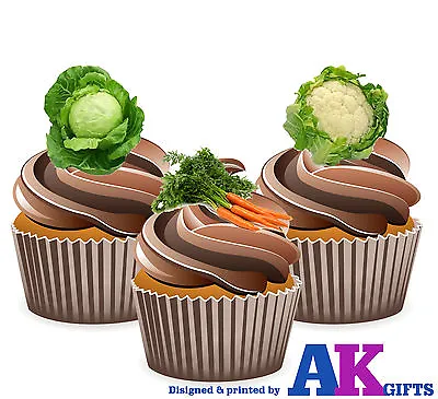 £3.75 • Buy PRECUT Allotment Gardener Vegetable 12 Cupcake Toppers Cake Decorations Birthday