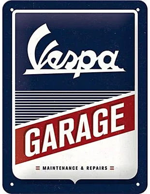 Vespa Garage  Embossed Metal Sign 200mm X 150mm  (na) • £5.59