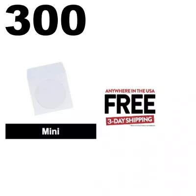 300 Mini Paper CD Sleeves With Window & Flap ** 1-3 DAY • $22.65