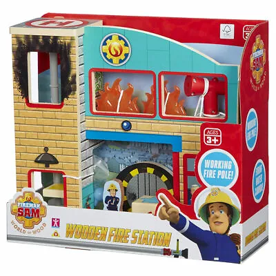 Fireman Sam - Wooden Pontypandy Fire Station Playset With Figures & Accessories • $157.34
