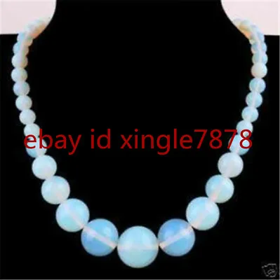 Wholesale 6-14mm Natural White Opal Round Gemstone Beads Necklace 18  AAA+ • $3.99