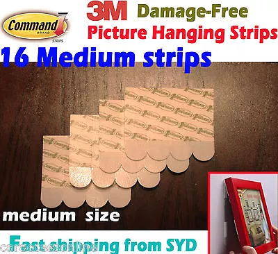 3M Command Damage Free Picture Hanging Medium Strips 8 Sets Bulk Pack 16pcs  • $14.99