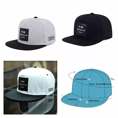 BROOKLYN Snapback Leather Label N86 New-York Baseball Cap Adjustable Hip-Hop Hat • £12.99