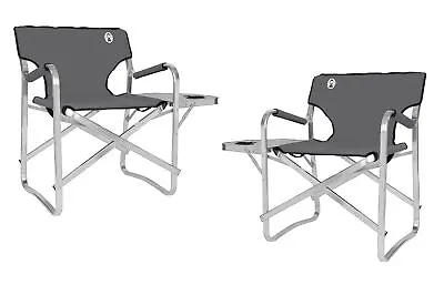 2x Coleman Deck Chair With Table Camping Outdoors Seating Furniture Aluminum • £125.95