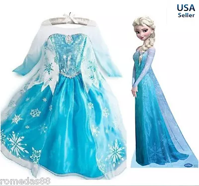 Princess ELSA Dress Cosplay Party Dress Up + Free Crown Wand Braid Set  • $19.98