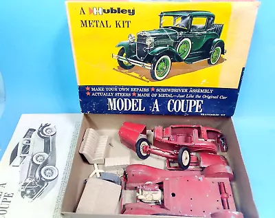 Vtg 1960s Hubley Ford Model A Conv In Coupe Box 1/20 Metal Model Kit Junkyard  • $35