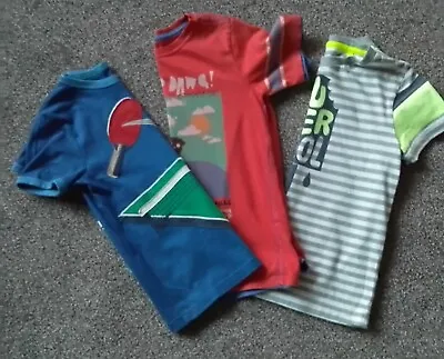 Bundle Of Boys 6-7 T-shirts 1 Hatley Red 2 Mini Boden Multi Colour Good Used   • £4.50