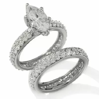 14K White Gold Marquise 4.5Ct Diamond Lab-Created Bride Sets Engagement Ring Her • $271