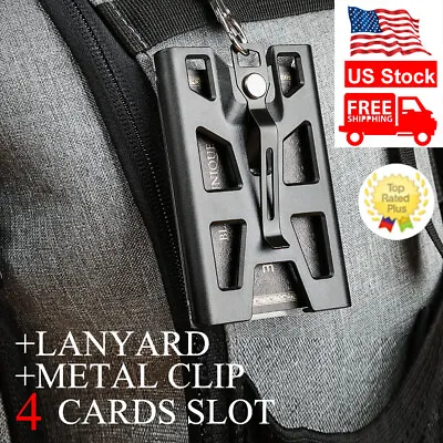 ID Badge Holder With Lanyard Clip 4 Card Slot Heavy Duty Wallet Vertical Case • $13.99