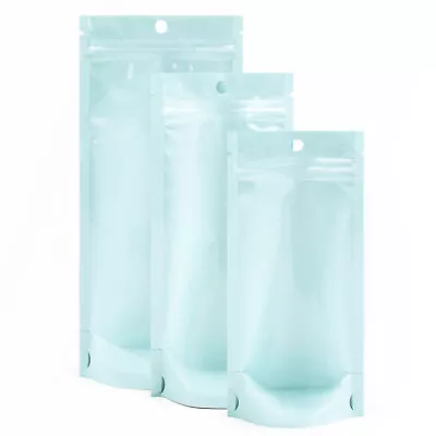 Clear Blue Stand Up Resealable Stand Up Plastic Food Packaging Bags Pouches • $18.98