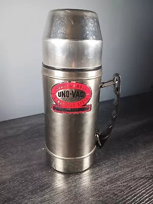 UNO-VAC Unbreakable Stainless Steel Thermos 21oz Vintage -1982  USA MADE • $12.99