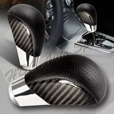 VIP Real Carbon Fiber PVC Leather Manual MT Gear Shift Shifter Knob Universal • $22.99