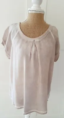 Linea Tesini Ladies Beige Vintage Dyed Short Sleeve Blouse Top Size 8 NEW • £10.49