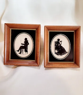 Vtg Pair Antique Reverse Painting Silhouettes Framed C&A Richards  • $22.90